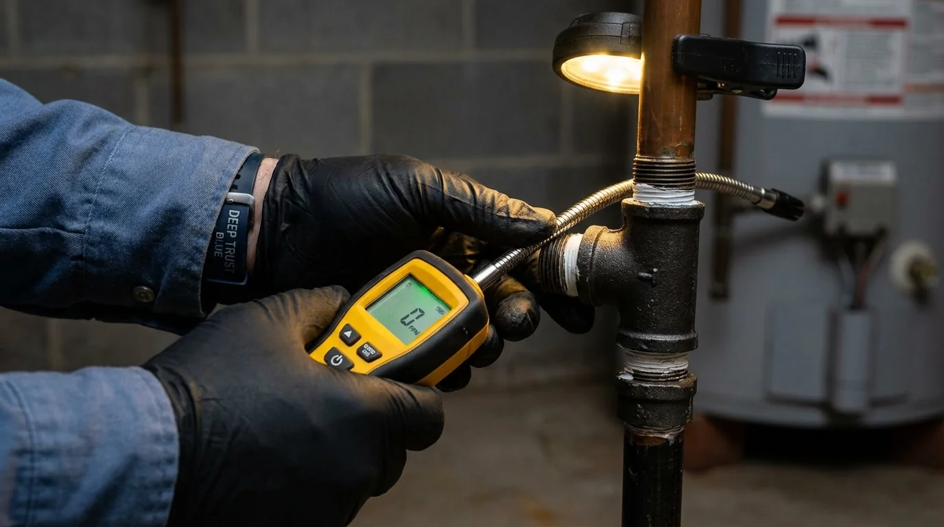 Gas leak detection with electronic sniffer by Johns Plumbing LLC in Maple Plain