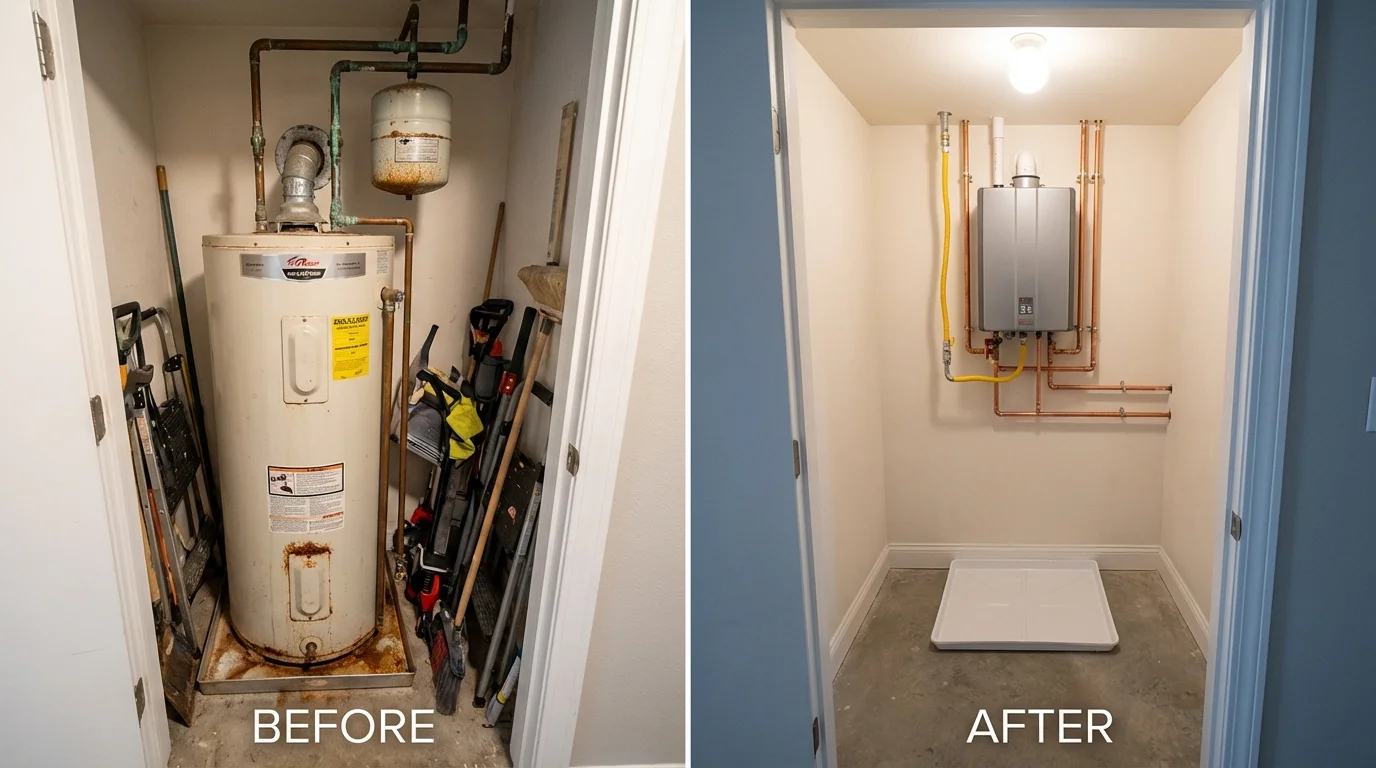 Tank water heater versus wall-mounted tankless unit comparison for Maple Plain, MN homeowners